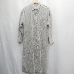 ◇ ⊂ ◎ FORK&SPOON ストライプ柄 シャツ 長袖 ロング丈 ワンピース サイズOne グレー ブラック レディース E  【1503050026802】