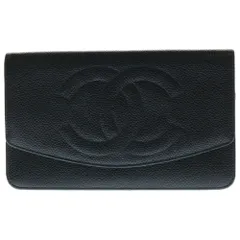 CHANEL (シャネル) デカココ 二つ折り長財布 ブラック キャビアスキン ゴールド金具
