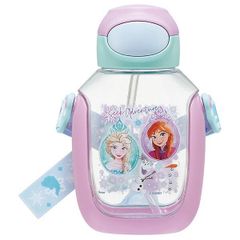 아나와 눈의 여왕 수통 스트로 병 530ml 투명 클리어 원 푸시 디즈니 스케이터