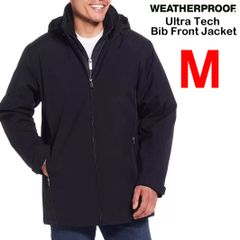 新品 M ★ コストコ Weatherproof ウェザープルーフ メンズ ストレッチ 中綿 ジャケット ブラック 黒 ウルトラテック ビブ付き フード取り外し可能フード付き 撥水 防風 防寒 伸縮 パーカー キルティング アウター ブルゾン コート 男性用