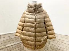 HERNO ヘルノ パデットジャケット ダウン Mサイズ 七分袖 ベージュ ハイネック 上着 レディース (他211)