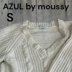 AZUL by moussy  アズールバイマウジー　ケーブルモールV／N長袖PO ホワイト　S