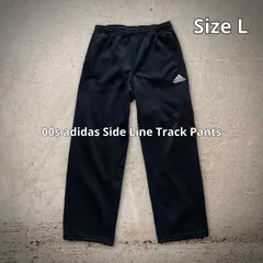 00s adidas Side Line Track Pants アディダス トラックパンツ サイドライン Lサイズ パフォーマンスロゴ 刺繍 ブラック