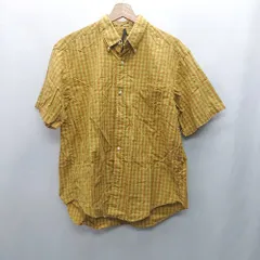 ◇ ⊂Φ khaki カーキ チェック柄 半袖 シャツ サイズM イエロー系 レディース E  【1501230019330】