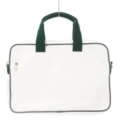 ラコステ LACOSTE ブリーフケース ハンドバッグ レザー ロゴ型押し バイカラー 白 ホワイト 緑 グリーン /AH7 ■GY18のサムネイル