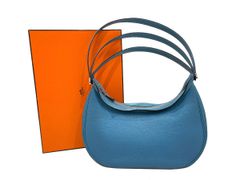 【美品】HERMES エルメス カポラル トゴ ブルージーン シルバー金具 G刻印□ ヴィンテージ ハンドバッグ 中古 ショルダーバッグ レディース 女性用 ブランド 本革 レザー カーフ 青 希少 レア プレゼント ギフト バック
