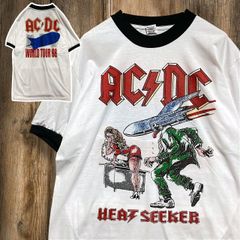 BJJT リンガー Tシャツ ビンテージ 古着 白 黒 ACDC HEAT SEEKER ロケット セクシー エロ バンド Lサイズ 2503  2980 p10