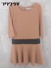 ◇ NATURAL BEAUTY BASIC 切替レース 七分袖 膝丈 ワンピース サイズS ブラウン系 ブラック レディース 【中古】 【1002801067328】