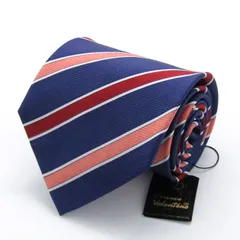 フランコバレンチノ ブランド ネクタイ ストライプ柄 シルク 未使用タグ付 PO メンズ ネイビー FRANCO VALENTINO