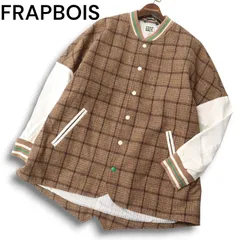FRAPBOIS フラボア ウール混★ グレンチェック スタジャン風 オーバーサイズ ブルゾン ジャケット Sz.2 メンズ ユニセックス