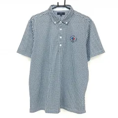 【超美品】キャロウェイ 半袖ポロシャツ 白×ネイビー 千鳥格子 ボタンダウン  メンズ 3L ゴルフウェア 大きいサイズ Callaway