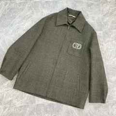 VALENTINO ヴァレンティノ ツイードジャケット ロゴワッペン アウター 48 メンズ ウール/コットン カーキ/ホワイト 【中古】のサムネイル