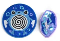 [Used] Accessory (Non-metallic) Poliwhirl & Water Stone "Pokémon Embroidery Brooch Collection SHINKA NO ISHI" Pokémon Center Limited Edition