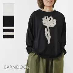 ＊【新品】【BARNDOOR バーンドア】天竺 チュールフリル一輪挿し ロングスリーブ カットソー / ロンT (1191160H)レディース 春 夏 北欧 長袖 Tシャツ 綿 花 フラワー ナチュラル 服 大人可愛い ボーダー 30代 40代 50代 60代