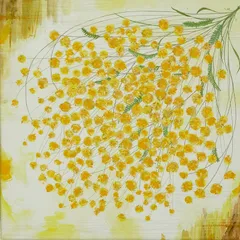 絵画　「春の予感」　藤本俊英　ミモザ　smアクリル画 2025年最新】ミモザ 絵画の人気アイテム - メルカリ
