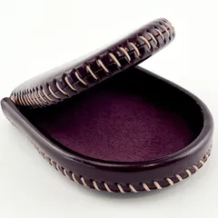 本革コインケース 小銭入れ 完全手作り 手縫い仕上げ コンパクト 使いやすい 紫