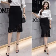 マーメイドスカート スカート レディース レース タイトスカート ボトムス ビジネス 膝丈スカート スリム フォマール 通勤 面接 仕事用 ひざ丈 オフィスyyyp07 
