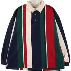 古着 00年代 エディーバウアー Eddie Bauer マルチストライプ 長袖 ストライプ ポロシャツ メンズXXL相当/eaa522441