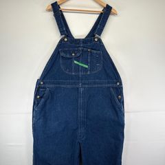 古着 キー KEY オーバーオール デニム 大きいサイズ ワーク ワンポイントロゴ w48 L34  ブルー メンズ