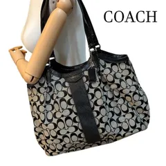 コーチ　COACH　シグネチャー　パテントレザー　キャンバス　ショルダートートバッグ　 ブラックグレー　F28503