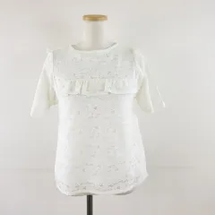 ヘザー Heather 総レースカットソー 半袖 オフホワイト 白 F *A887