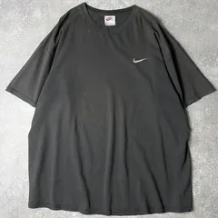 雰囲気系 90s USA製 NIKE スウォッシュ ロゴ 刺繍 半袖 Tシャツ XXL / 90年代 アメリカ製 ナイキ ブラック 黒 スウッシュ