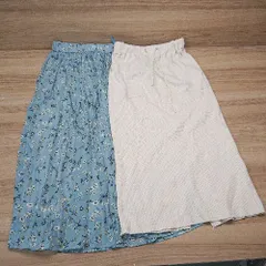 ◇ 《 GLOBALWORKグローバルワーク まとめ2点セット サイズM/L 花柄 無地 スリット スカート レディース 》 E  【1306050059869】