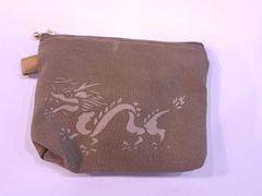 草木型染めちりめんポーチ【龍】