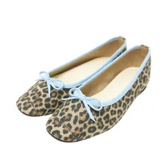 【新品】Le Talon ル タロン サイズ:25.0cm | 25春夏 Le decore レオパード バレエシューズ / パンプス | フラット スクエアトゥ パイピング ヒョウ柄 | ブラウン系 ライトブルー | 日本製 | ブランド シューズ 靴