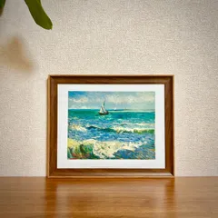 新品☆額縁付アートポスター☆フィンセント・ファン・ゴッホ☆Vincent van Gogh☆The Sea at Les Saintes-Maries-de-la-Mer, 1888☆85