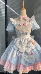 新品未使用 【ロリータ】パステルカラーワンピ  水色×ピンクのゆめかわロリータファッション