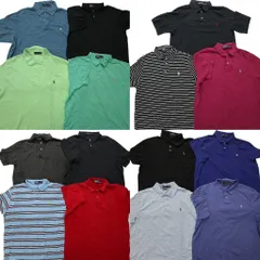 古着卸 まとめ売り ラルフローレン ポロシャツ 15枚セット (メンズ L /XL /2XL ) 刺 ワンポイント ボーダー 中古 古着 NC3679