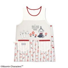 【リトルミイ・ニョロニョロ】サイドボタン式のエプロンなので脱ぎ着しやすく、タオルホルダー付き【母の日】【保育士・キッチン】ムーミンエプロン　アイボリー/グレージュST-IM0066　【ST】