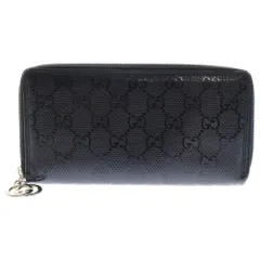 GUCCI (グッチ) インターロッキングG ラウンドファスナー ウォレット 長財布 ブラック 307982