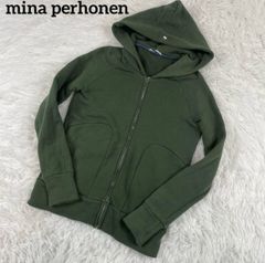 ミナペルホネン ジップアップ パーカー チャーム グリーン バード