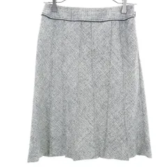 23区 日本製 ミディ丈 ラメ プリーツスカート 34 グレー 23ku レディース