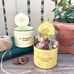 缶詰型のブリキプランター　 リメ缶　ブリキ鉢　多肉植物鉢　 サボテン鉢　サビサビ雑貨