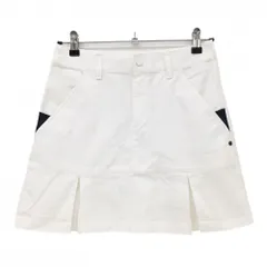 アディダス スカート 白×ネイビー ボックスプリーツ バックロゴ刺しゅう レディース S/P ゴルフウェア adidas