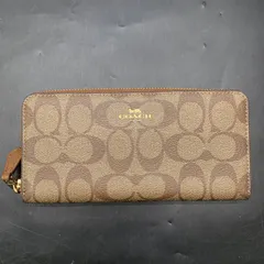 コーチ シグネチャー柄 キャンバス アコーディオンジップ ウォレット 長財布 ブラウン茶 COACH