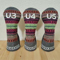 ゴルフヘッドカバー　ユーティリティ用3点セット　ハンドメイド