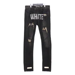 OFF-WHITE  ダメージデニムパンツ 31  ブラック オフホワイトのサムネイル