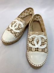 CHANEL 　シャネル　CC　ココマーク　レース　エスパドリーユ　スリッポン　スリップオンシューズ　シューズ　靴