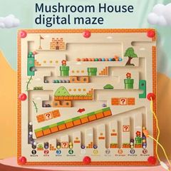 数字と色の認識ができる磁気迷路おもちゃ、幼児や幼稚園児向けの教育玩具、カウントボードに磁気ペン、キノコハウス迷路、学生、文具、学校