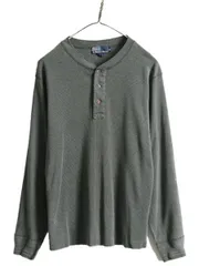 【お得なクーポン配布中!】 90s ポロ ラルフローレン ヘンリーネック リブ編み 長袖 Tシャツ メンズ M / オールド ロンT 無地 ポニー無し ストレッチ アンダーシャツ