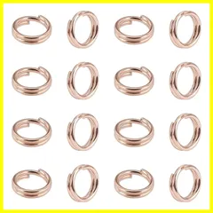 【特価商品】UNICRAFTALE 約60個 5x1mm 304ステンレス製スプリットリング 丸カン 丸リング ピンク ローズゴールド キーホルダー 二重リング 平キーリング 鍵飾り 手作り アクセサリーパーツ DIY用パーツ 副資材 ハンドメイド クラフト
