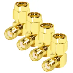 新品 CNARIO SMAコネクタL字90度同軸変換コネクター SMAオス-メス直角変換アダプターWiFi/アンテナ/アンテナケーブル/双方向ラジオ/FPVドローン用 4個セット