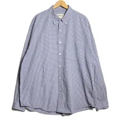 90's エディーバウアー ギンガムチェック コットン ボタンダウン シャツ 長袖 (XL) 白×青系系 90年代 旧タグ オールド 白タグ Y2K　アメリカ古着 USED  ビンテージ ヴィンテージ