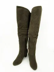 クチュールブローチ Couture brooch ブーツ ニーハイ 2way フェイクスエード 合皮 ハイヒール 無地 M 茶 ブラウン