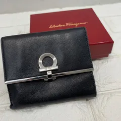 ▪️ Salvatore Ferragamo  サルヴァトーレフェラガモ ガンチーニ 折財布 財布 レザー ブラック 黒 箱ありのサムネイル