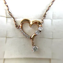 【565428】　4℃ 8石 ハート ネックレス 箱付き　極美品